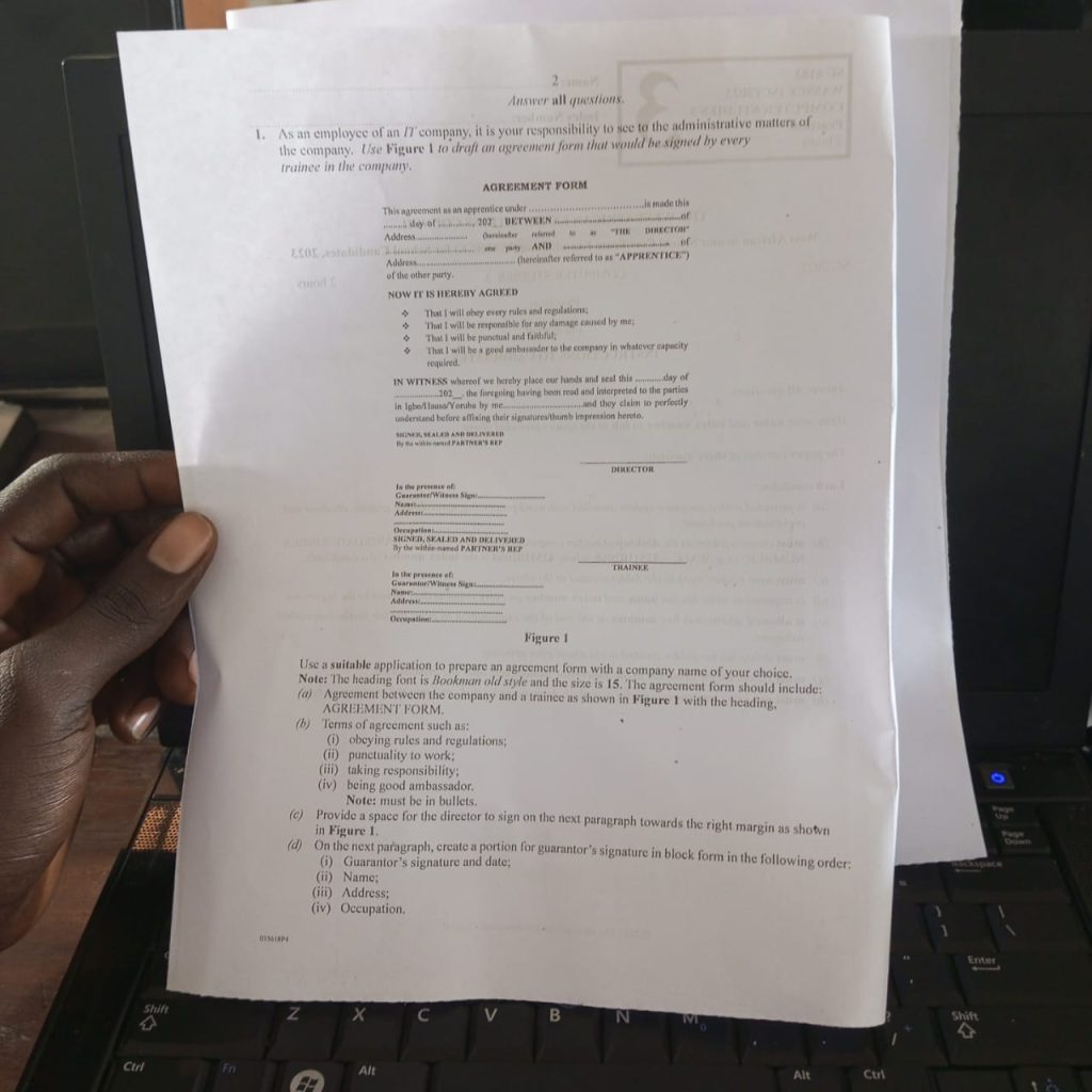 WAEC 2023 Computer Studies 3 (Practical) Questions And Answers - Gidiclass